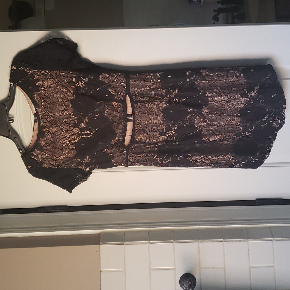 Yuni Apparel Black Lace Cutout Dress